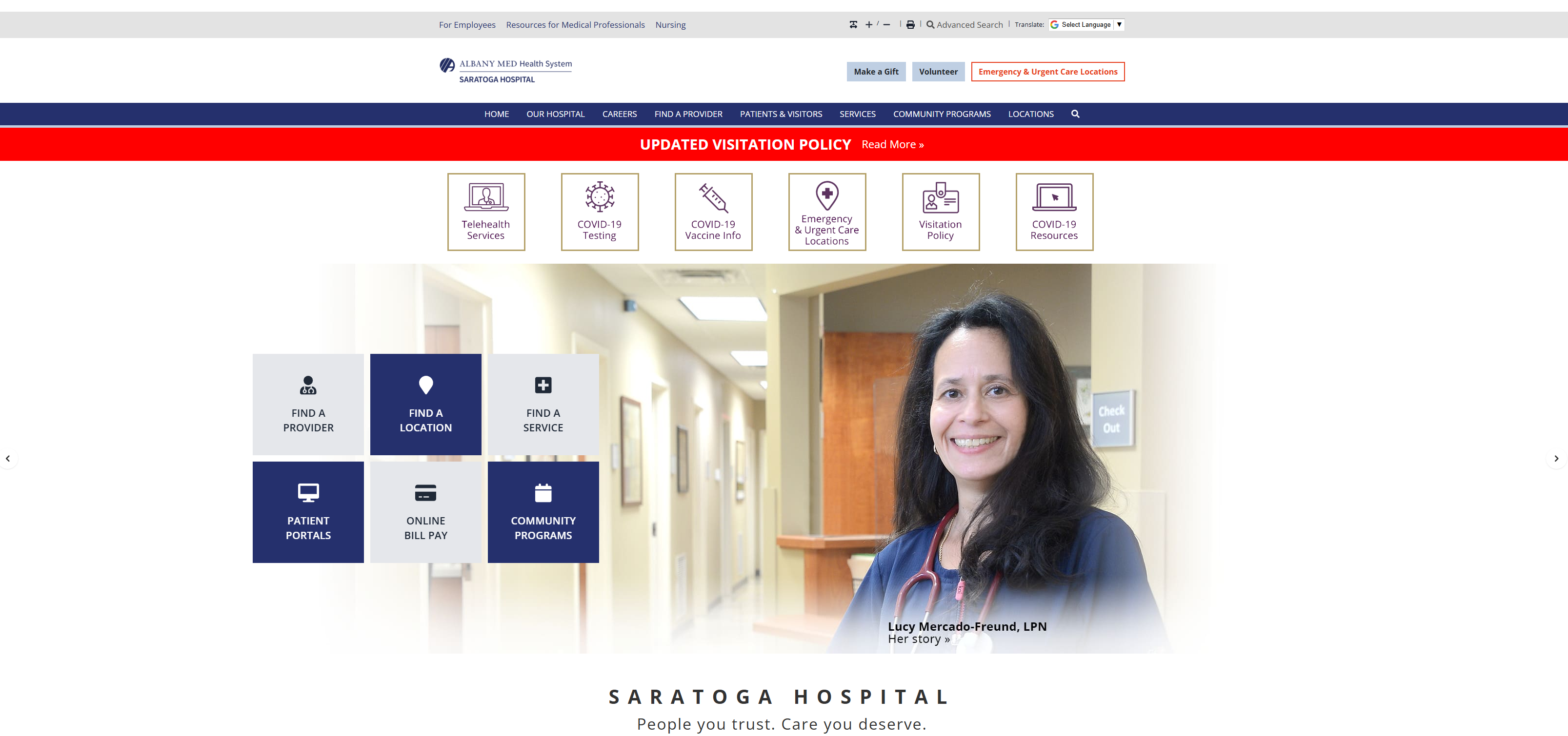 Saratoga Hospital legacy, fragmented website before the rebuild Saratoga Hospital legacy, fragmented website before the rebuild