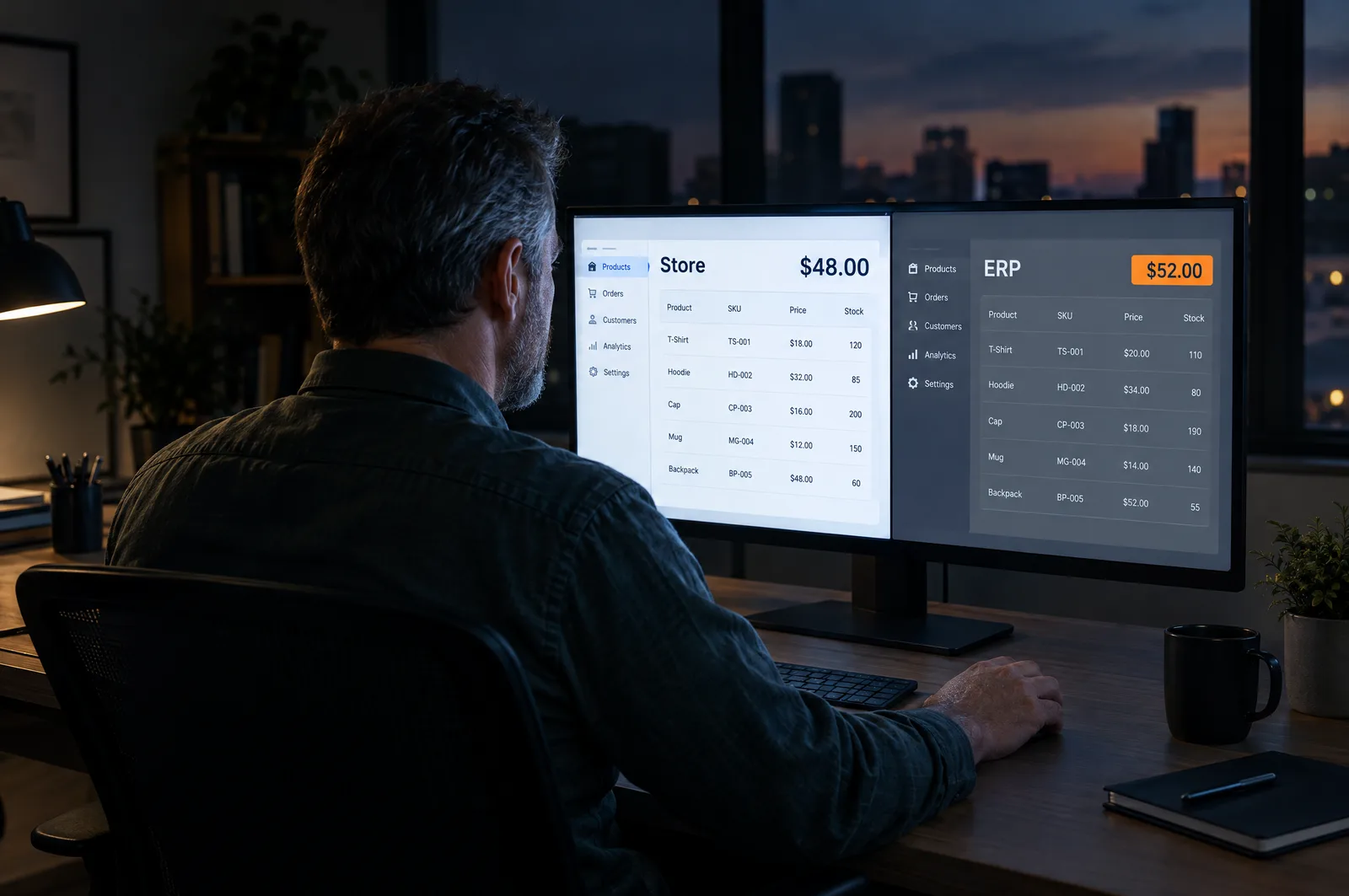 Operations lead comparing a price in the store admin with the price in the ERP Operations lead comparing a price in the store admin with the price in the ERP