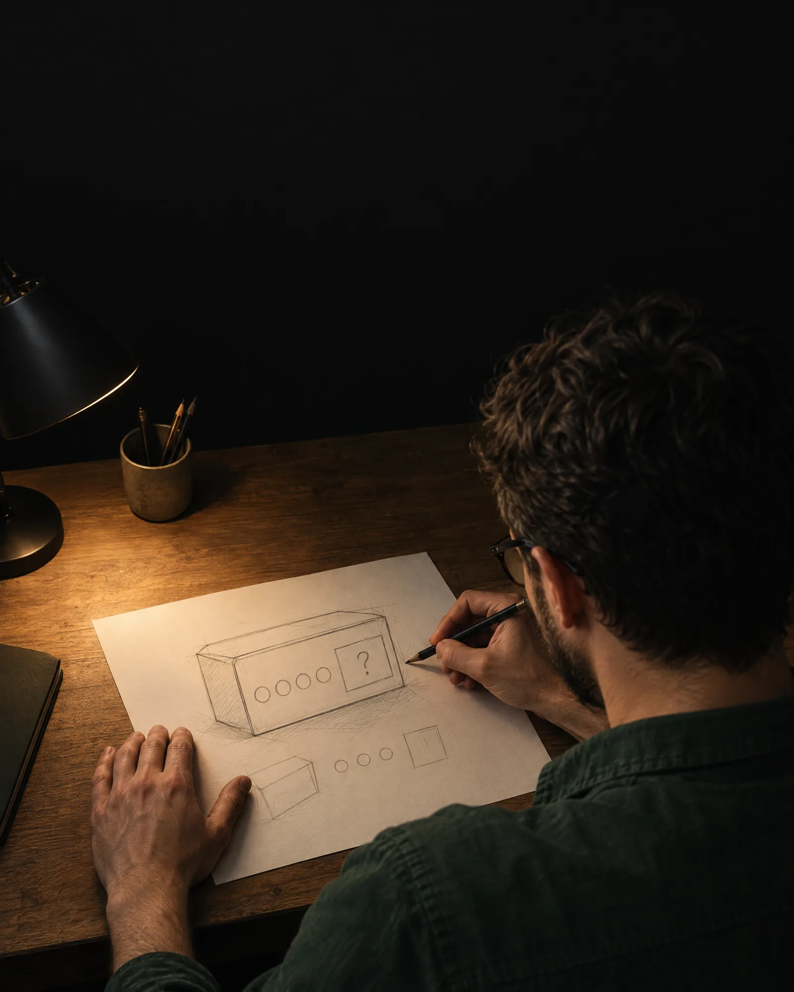 A designer sketches a product option that his store cannot offer yet A designer sketches a product option that his store cannot offer yet