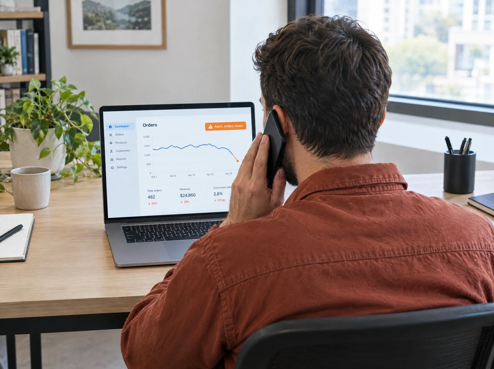 An operations lead calls the owner as soon as an orders alert shows on his dashboard An operations lead calls the owner as soon as an orders alert shows on his dashboard