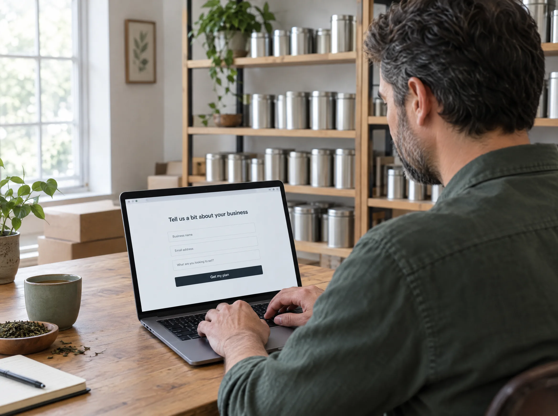 A tea brand owner fills in a short form to ask for a recurring revenue plan