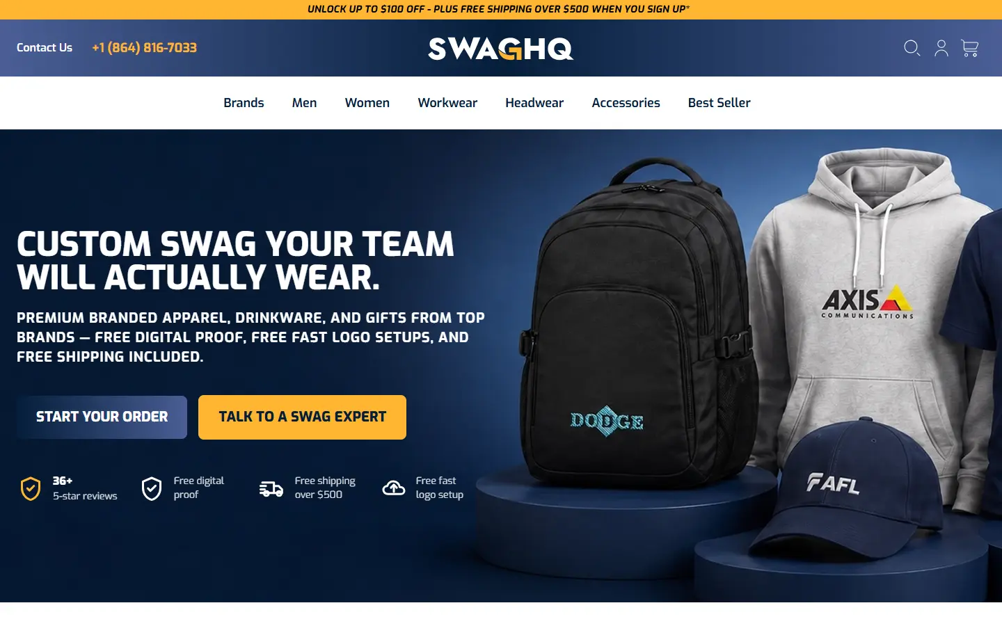The SwagHQ home page