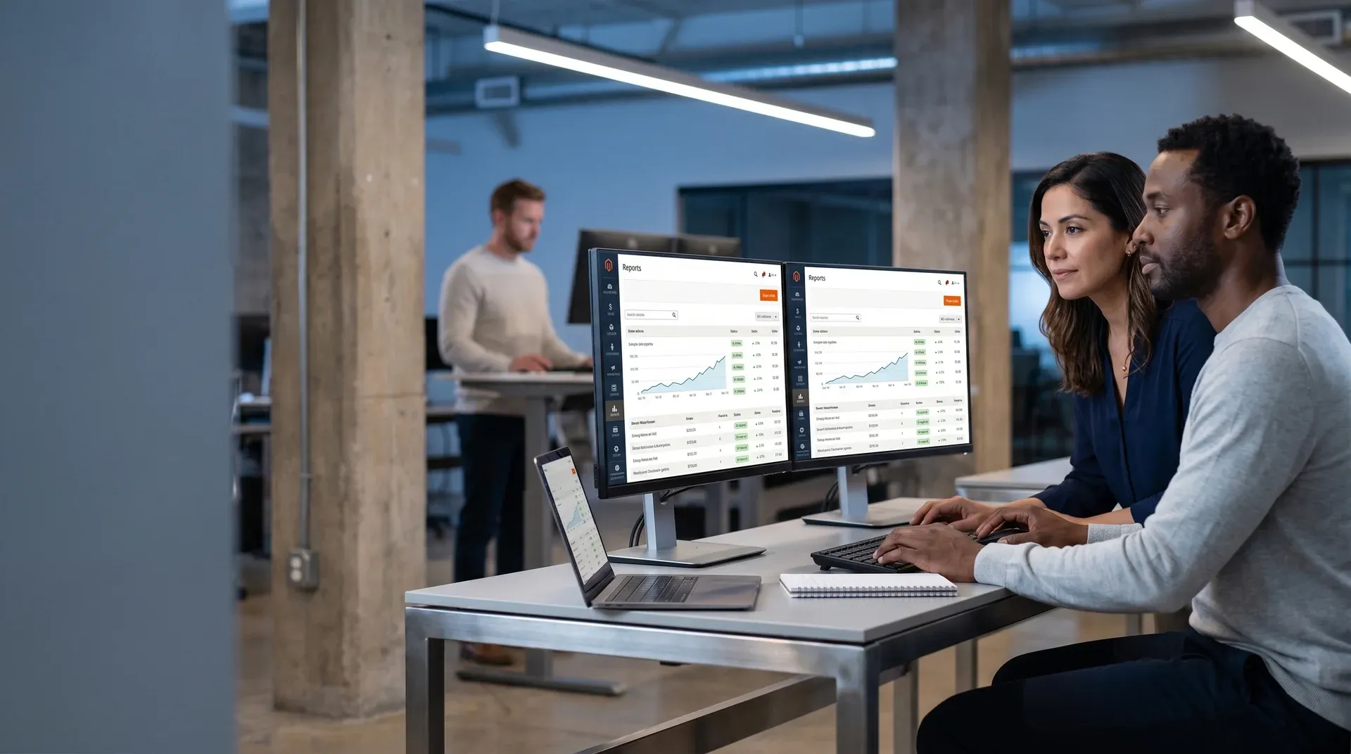 Ecommerce operations team working through fragmented data across multiple spreadsheets and legacy platform screens Ecommerce operations team working through fragmented data across multiple spreadsheets and legacy platform screens