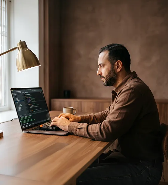 Adobe Commerce developer focused on build, hands on keyboard Adobe Commerce developer focused on build, hands on keyboard