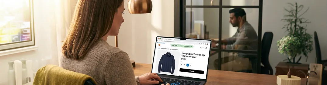 A shopper navigates an apparel store using keyboard-only controls A shopper navigates an apparel store using keyboard-only controls