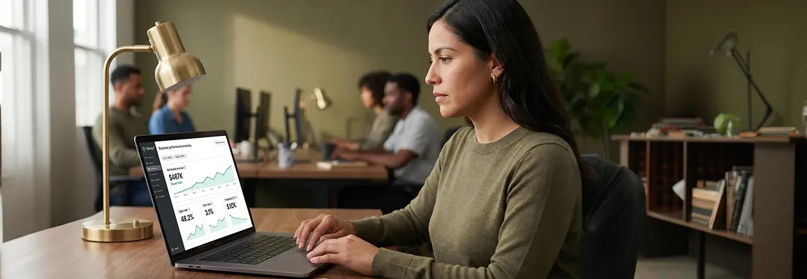 Marketing operations lead reviewing Klaviyo lifecycle flow performance on a laptop at a brightly lit workspace Marketing operations lead reviewing Klaviyo lifecycle flow performance on a laptop at a brightly lit workspace
