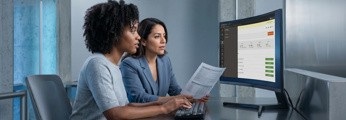 Engineering team reviewing headless ecommerce platform metrics on large monitor Engineering team reviewing headless ecommerce platform metrics on large monitor
