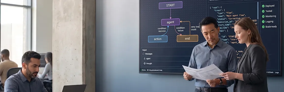 Client team reviewing growth dashboard after successful AI platform deployment Client team reviewing growth dashboard after successful AI platform deployment
