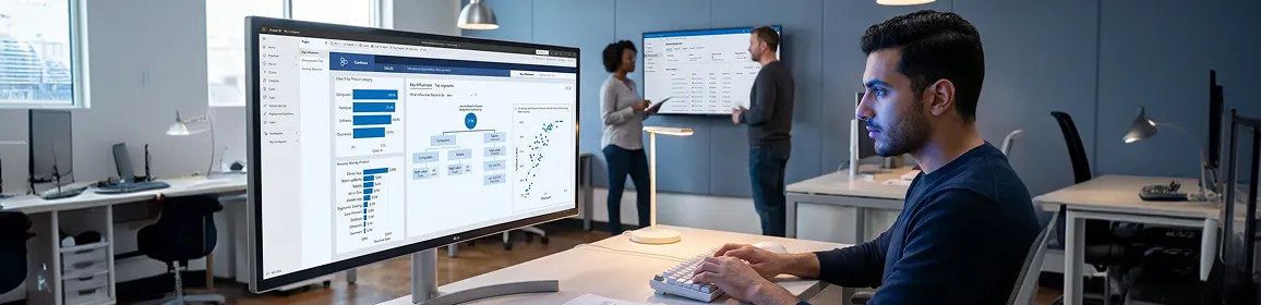 Data analyst reviewing integrated automation results on live operations dashboard Data analyst reviewing integrated automation results on live operations dashboard