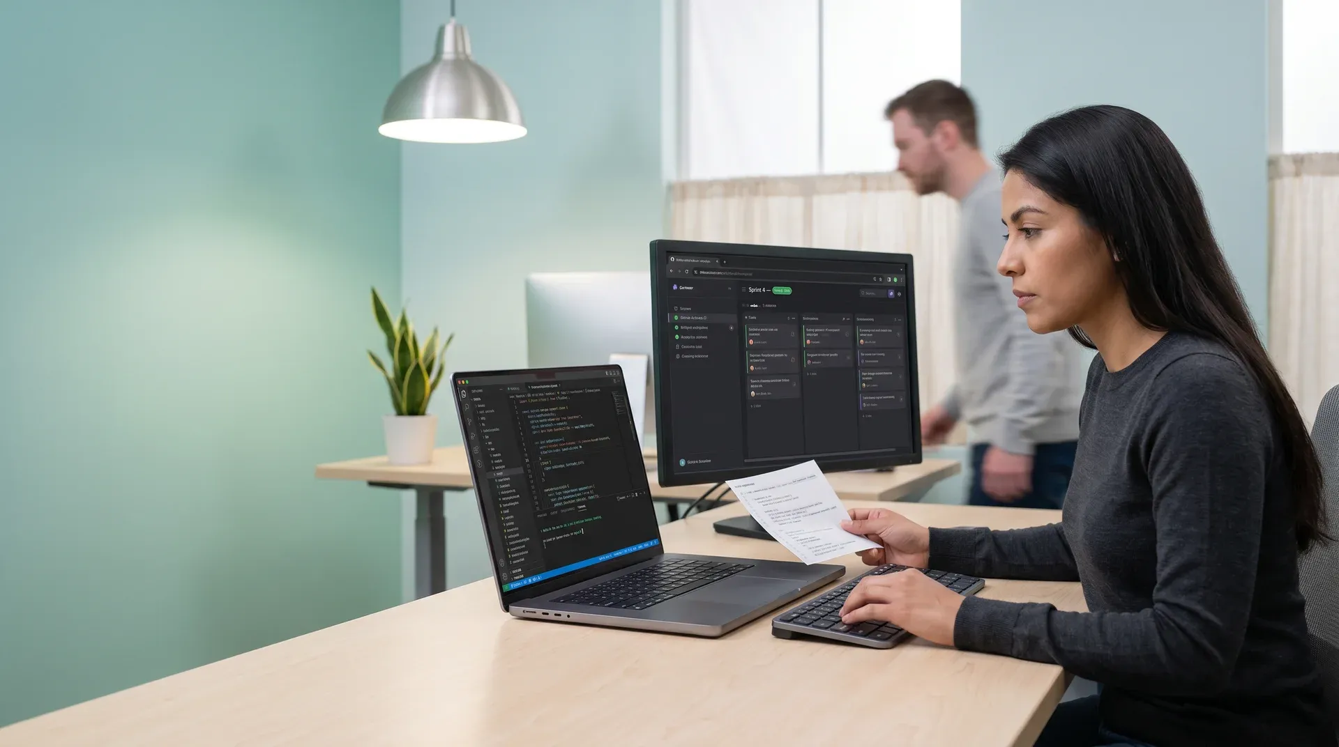 Developer overwhelmed by disconnected AI development tools and fragmented workflows across multiple screens Developer overwhelmed by disconnected AI development tools and fragmented workflows across multiple screens