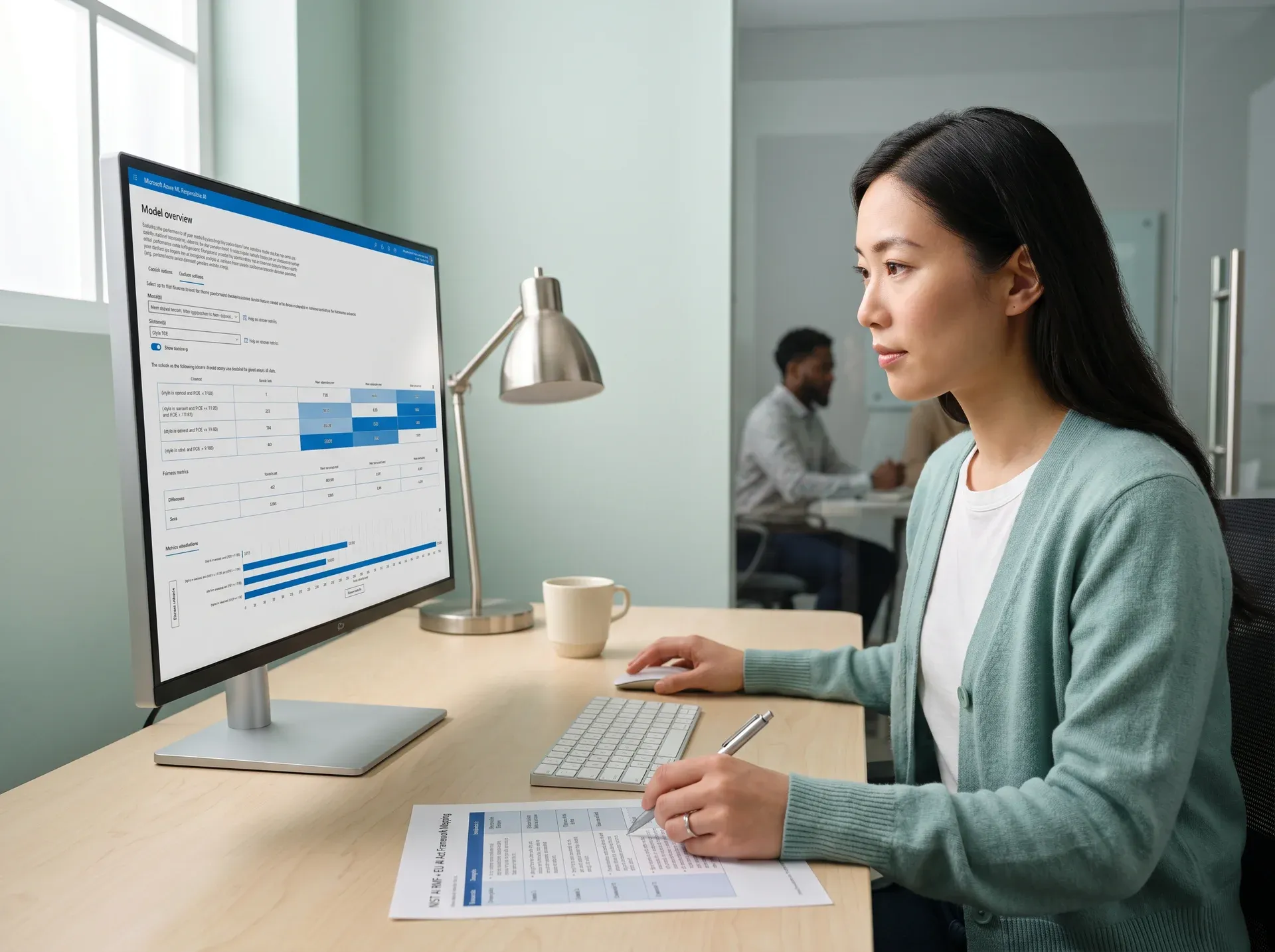 East Asian AI governance analyst mapping NIST AI RMF and EU AI Act framework to Azure ML Responsible AI dashboard model fairness cohorts East Asian AI governance analyst mapping NIST AI RMF and EU AI Act framework to Azure ML Responsible AI dashboard model fairness cohorts