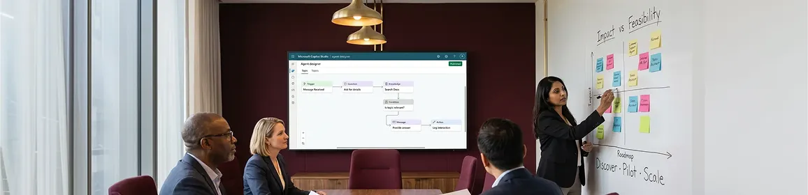 AI consultant presenting agentic AI strategy to enterprise executive team AI consultant presenting agentic AI strategy to enterprise executive team