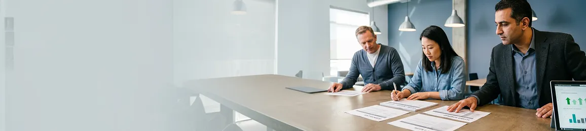 Enterprise operations team managing fragmented data and manual processes before structured AI strategy Enterprise operations team managing fragmented data and manual processes before structured AI strategy