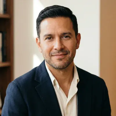 Portrait of Marcus Almeida, Chief Technology Officer at Apex Financial Technologies
