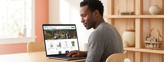 Brand owner reviewing generic unbranded Amazon storefront presence with frustrated focus at desk in natural light Brand owner reviewing generic unbranded Amazon storefront presence with frustrated focus at desk in natural light