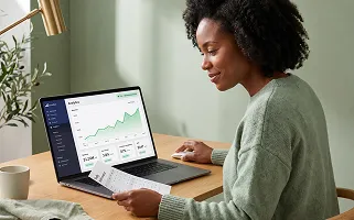 Ecommerce founder reviewing conversion analytics dashboard on a redesigned BigCommerce storefront Ecommerce founder reviewing conversion analytics dashboard on a redesigned BigCommerce storefront