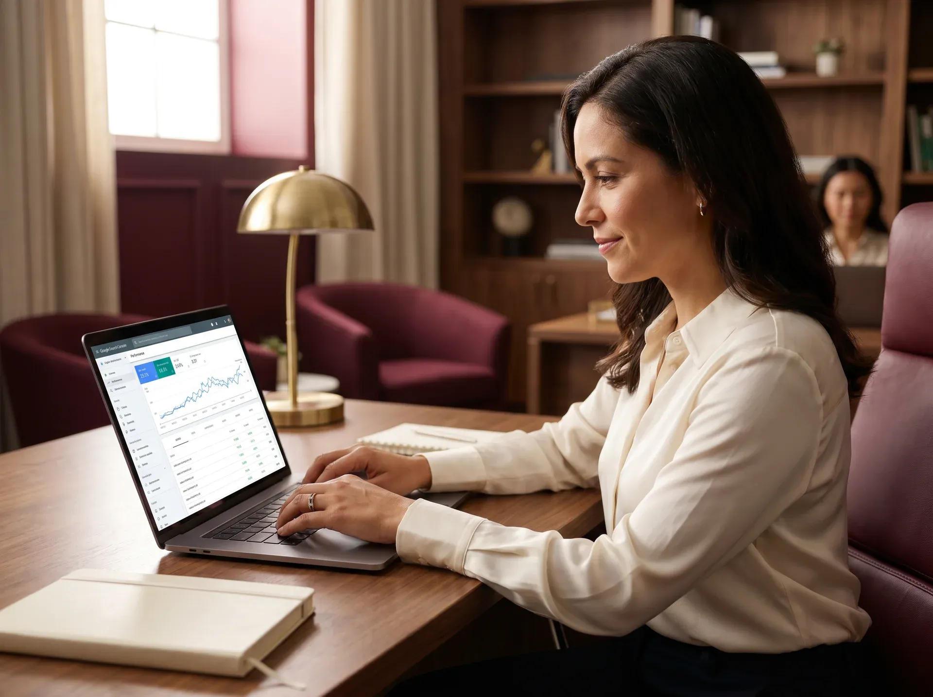 Founder reviewing annual revenue growth data on a laptop screen after BigCommerce SEO optimization Founder reviewing annual revenue growth data on a laptop screen after BigCommerce SEO optimization