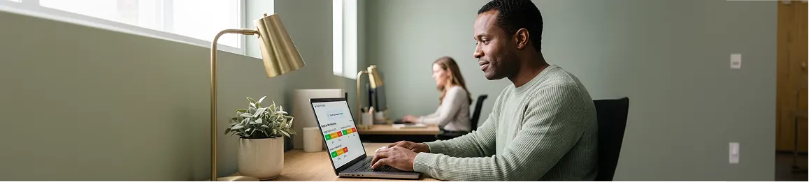 Merchant reviewing a BigCommerce store with passing Core Web Vitals scores after Redefine speed optimization Merchant reviewing a BigCommerce store with passing Core Web Vitals scores after Redefine speed optimization