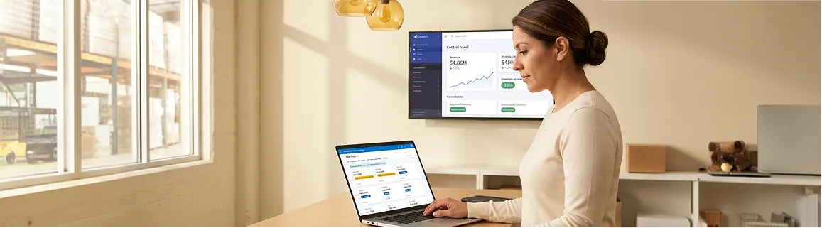 Warehouse operations manager reviewing live BigCommerce orders synced to Dynamics 365 Business Central Warehouse operations manager reviewing live BigCommerce orders synced to Dynamics 365 Business Central