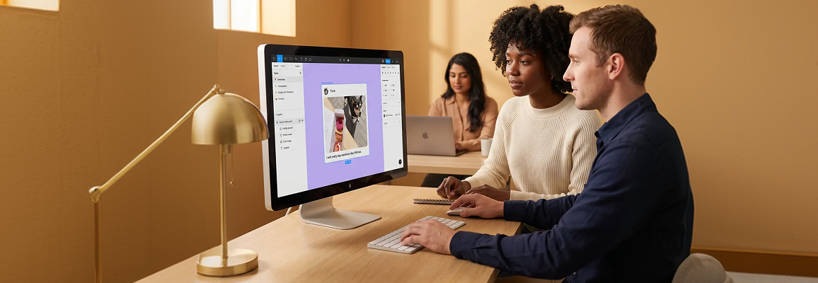 UX consulting team reviewing ecommerce interface and conversion flows in a modern agency office UX consulting team reviewing ecommerce interface and conversion flows in a modern agency office