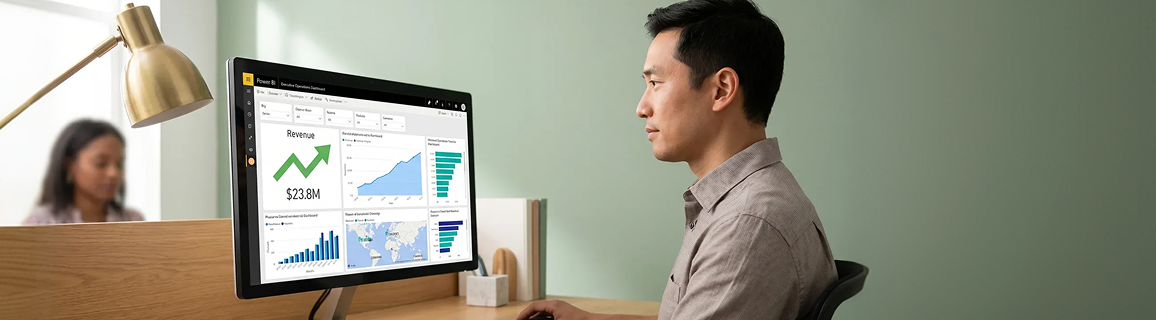 Analyst reviewing a unified technology operations dashboard following stack consolidation Analyst reviewing a unified technology operations dashboard following stack consolidation