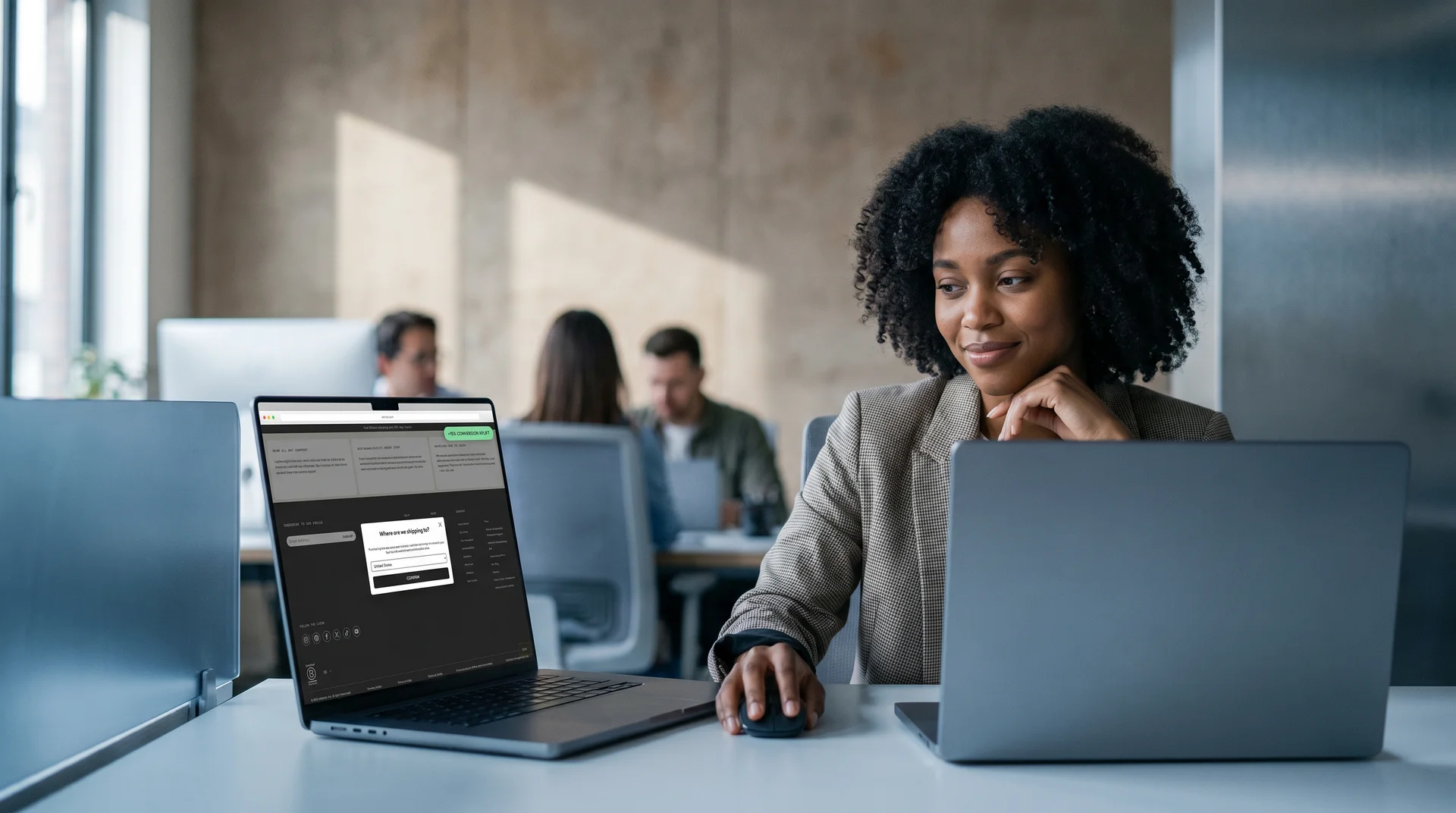 A conversion focused landing page mockup with hero headline, social proof row, and a single primary call to action visible