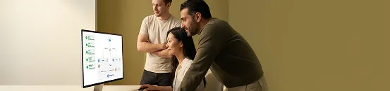 Diverse engineering team in profile watching all-green microservices deployment success indicators after migration, golden-olive and bronze studio tones Diverse engineering team in profile watching all-green microservices deployment success indicators after migration, golden-olive and bronze studio tones