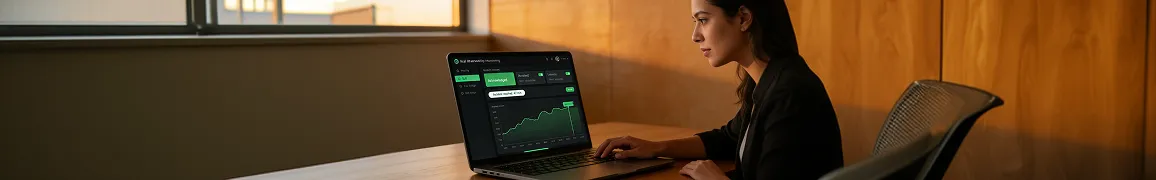 Composed technical founder in warm evening light calmly reviewing an observability dashboard where the single incident is already acknowledged and resolved in 47 minutes with healthy green metrics Composed technical founder in warm evening light calmly reviewing an observability dashboard where the single incident is already acknowledged and resolved in 47 minutes with healthy green metrics