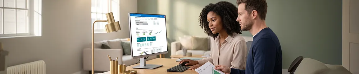 Operations team working calmly on one unified Dynamics 365 Business Central system with healthy connected metrics Operations team working calmly on one unified Dynamics 365 Business Central system with healthy connected metrics