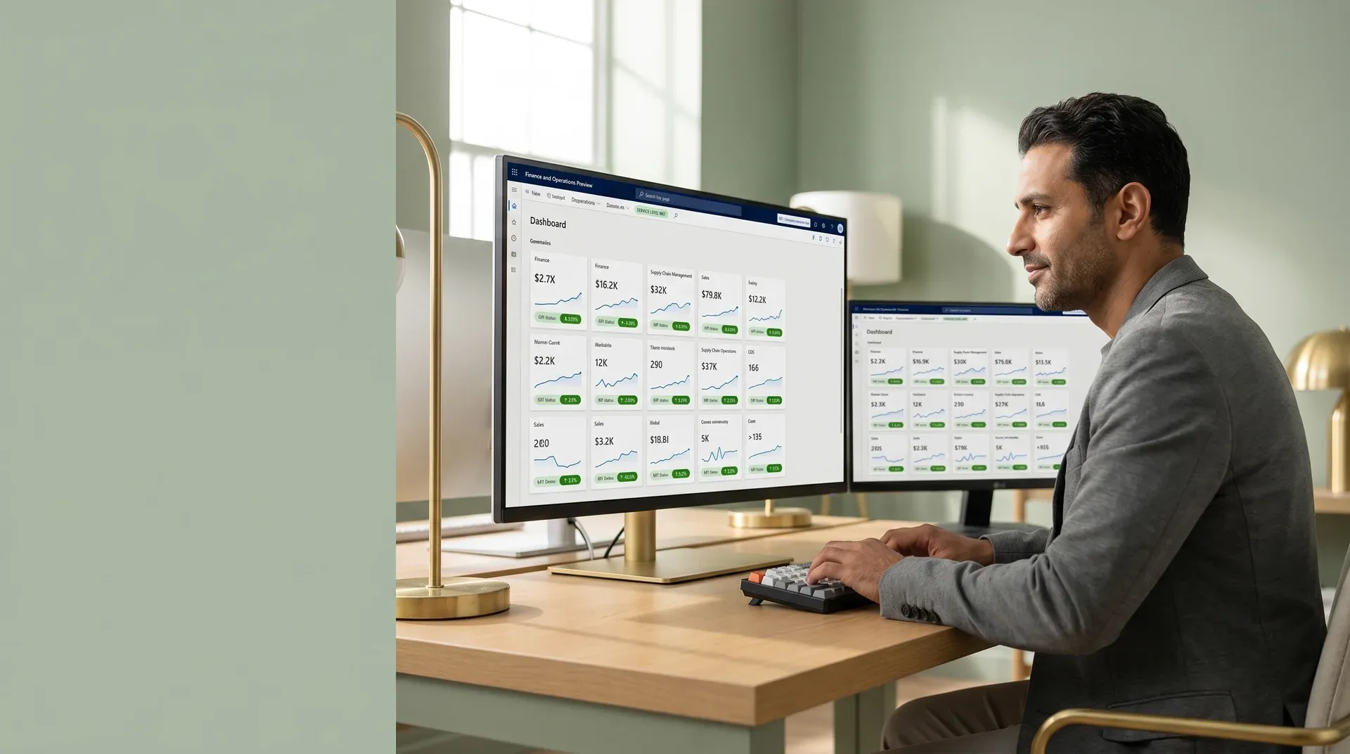 Information technology operations manager confidently reviewing a healthy Dynamics 365 environment after switching to managed services Information technology operations manager confidently reviewing a healthy Dynamics 365 environment after switching to managed services