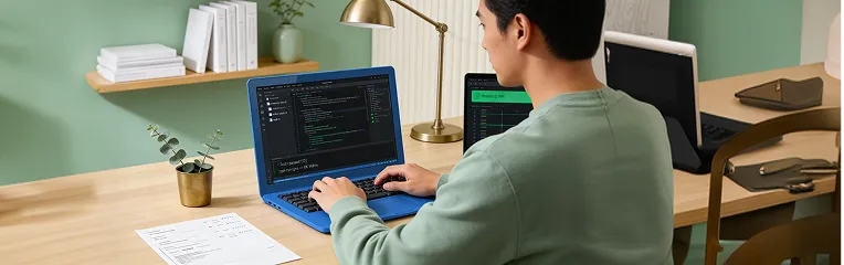 Engineer configuring API endpoint connection between ERP and ecommerce systems Engineer configuring API endpoint connection between ERP and ecommerce systems