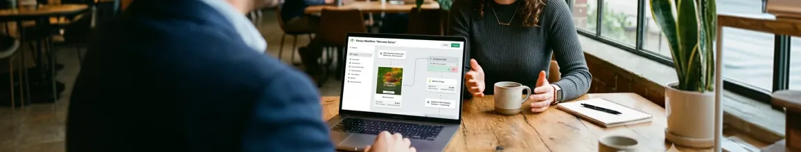 Founder reviewing Klaviyo revenue analytics on laptop after platform migration Founder reviewing Klaviyo revenue analytics on laptop after platform migration
