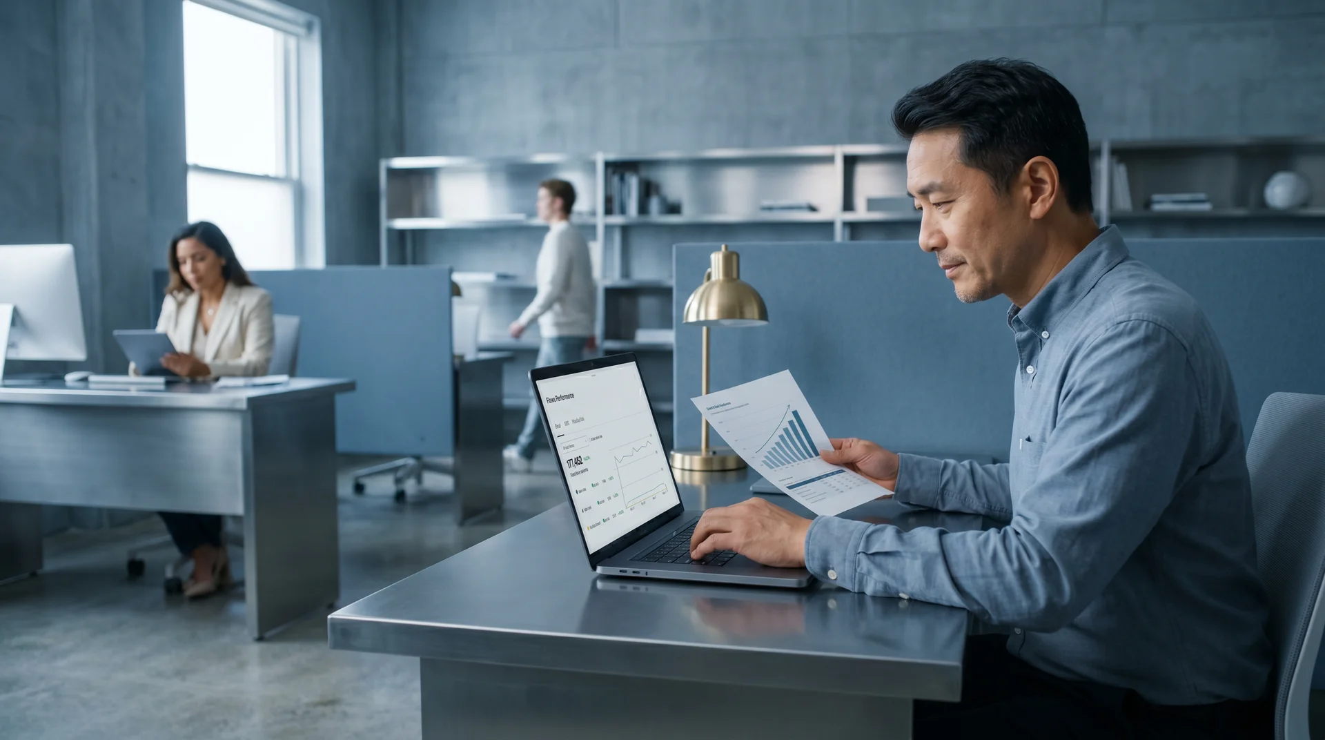 Marketing specialist reviewing email analytics before switching from Drip to Klaviyo, natural light side angle Marketing specialist reviewing email analytics before switching from Drip to Klaviyo, natural light side angle