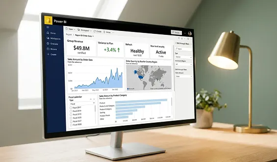 Modern Power BI report rebuild with key performance indicator cards, drill-through, slicers, and trend visuals Modern Power BI report rebuild with key performance indicator cards, drill-through, slicers, and trend visuals