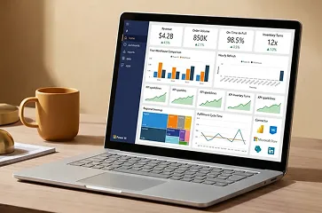 B2B software Power BI sales pipeline dashboard with rep leaderboard and stage funnel, powder blue and walnut palette B2B software Power BI sales pipeline dashboard with rep leaderboard and stage funnel, powder blue and walnut palette