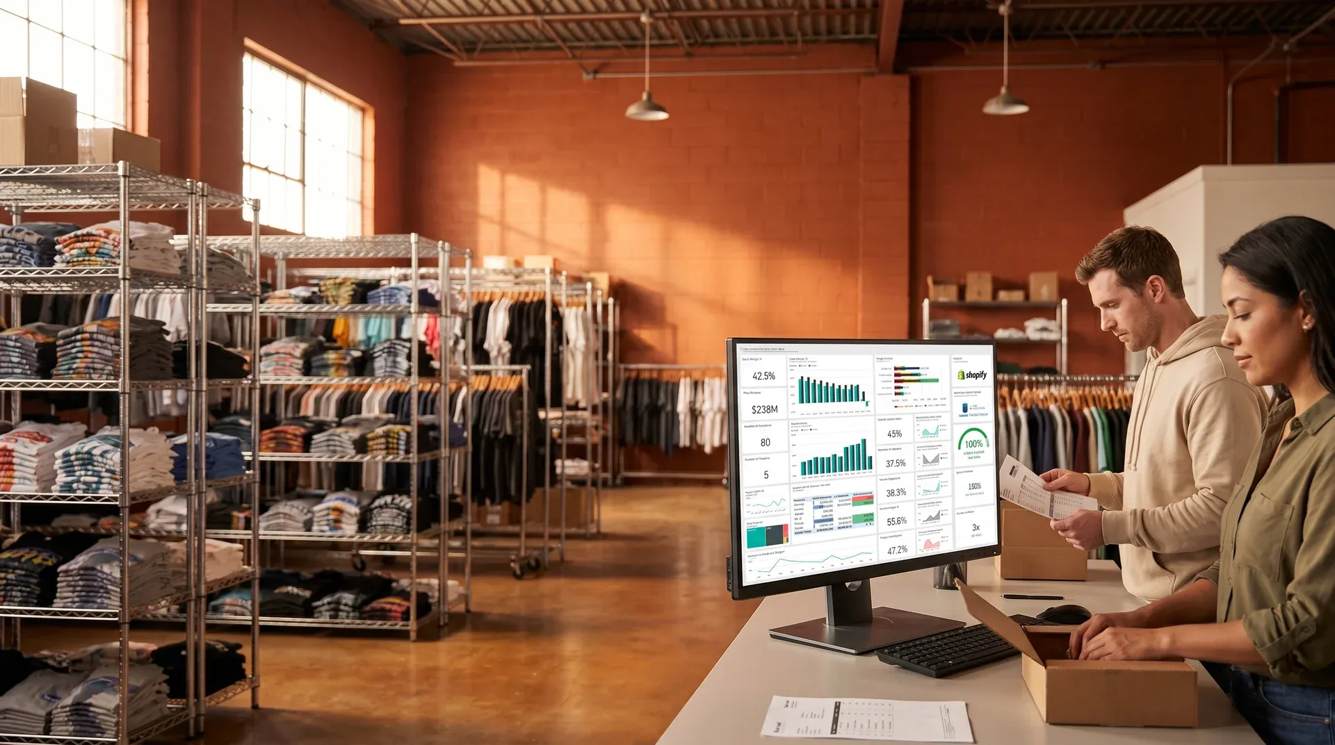 Animation Shop workspace with Power BI order dashboard visible Animation Shop workspace with Power BI order dashboard visible