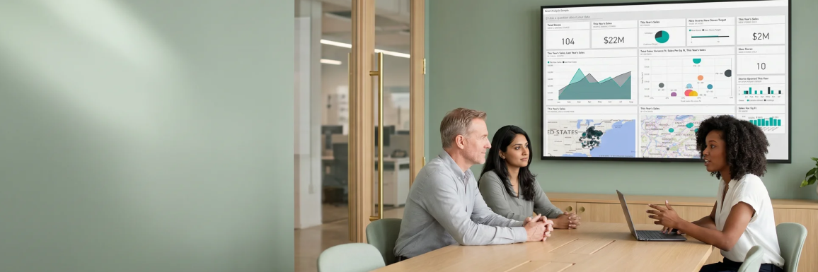 Enterprise data team aligned around a single governed Power BI dashboard after a strategy engagement, one source of truth replacing fragmented manual reporting Enterprise data team aligned around a single governed Power BI dashboard after a strategy engagement, one source of truth replacing fragmented manual reporting