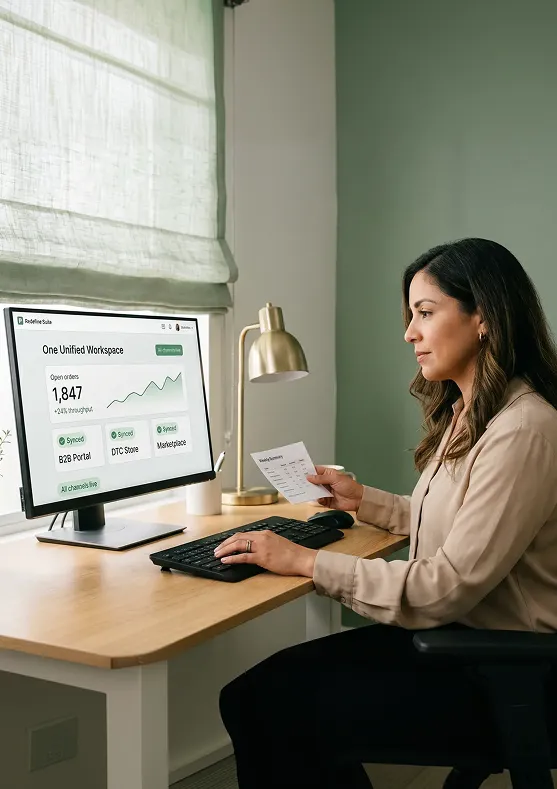 Operations director on a unified Redefine Suite workspace, with all channels synced and zero failed integrations Operations director on a unified Redefine Suite workspace, with all channels synced and zero failed integrations