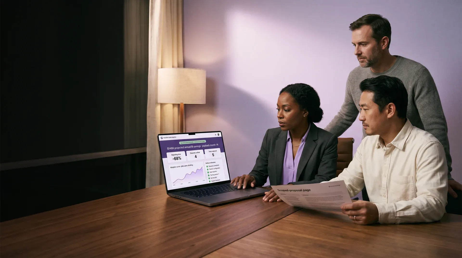 Data analytics consulting team reviewing ecommerce performance results Data analytics consulting team reviewing ecommerce performance results