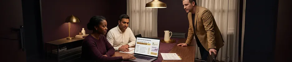 Business operations leaders planning a dealer portal rollout at a strategy meeting Business operations leaders planning a dealer portal rollout at a strategy meeting