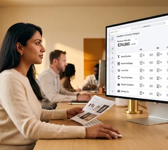 Brand manager reviewing unified multistore and multiregion commerce performance on a laptop Brand manager reviewing unified multistore and multiregion commerce performance on a laptop