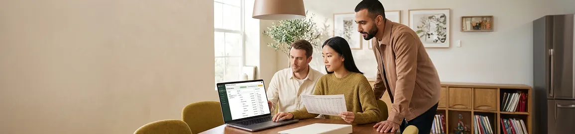 Ecommerce catalog team reviewing complex seasonal product data classification on laptop Ecommerce catalog team reviewing complex seasonal product data classification on laptop