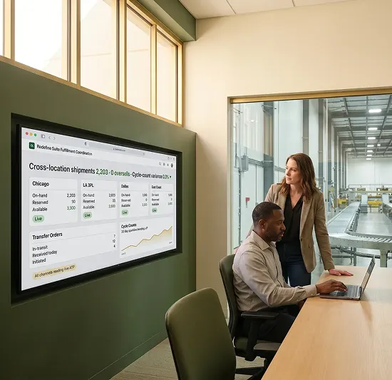 Fulfillment operations team coordinating multi-location inventory and shipments