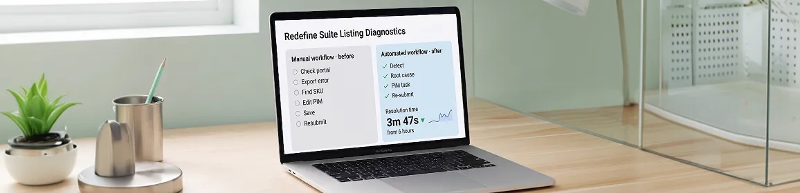 Ecommerce catalog team comparing manual listing error workflows against automated diagnostics workflow Ecommerce catalog team comparing manual listing error workflows against automated diagnostics workflow