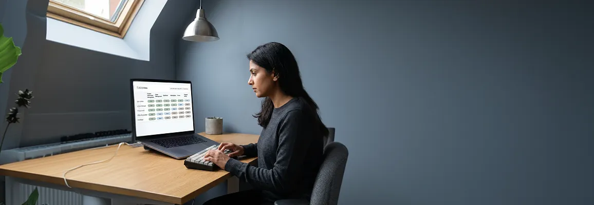 IT security administrator reviewing role-based permission matrix on an enterprise governance dashboard IT security administrator reviewing role-based permission matrix on an enterprise governance dashboard
