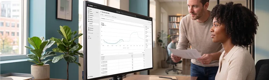 Analytics team reviewing Narragansett Beer Shopify SEO campaign organic revenue results on dashboard screen Analytics team reviewing Narragansett Beer Shopify SEO campaign organic revenue results on dashboard screen