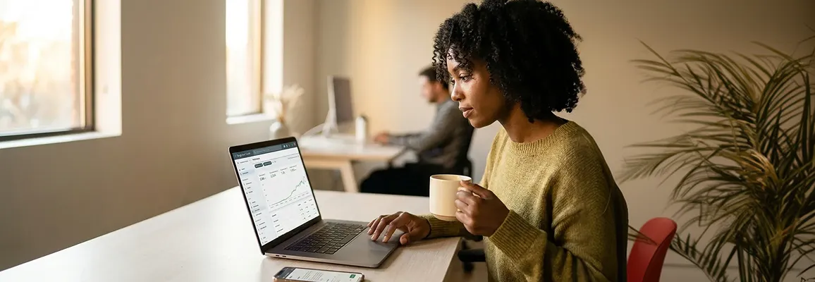 Ecommerce store founder reviewing growing organic Shopify sales and analytics data Ecommerce store founder reviewing growing organic Shopify sales and analytics data