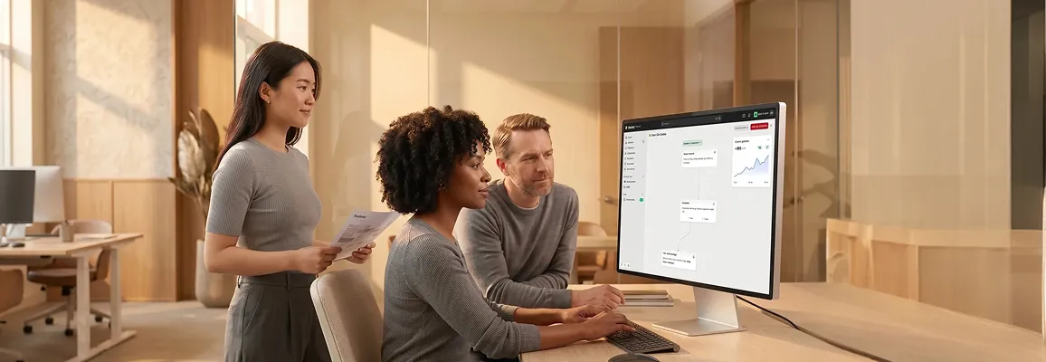 Enterprise ecommerce team reviewing Shopify Plus platform dashboard Enterprise ecommerce team reviewing Shopify Plus platform dashboard