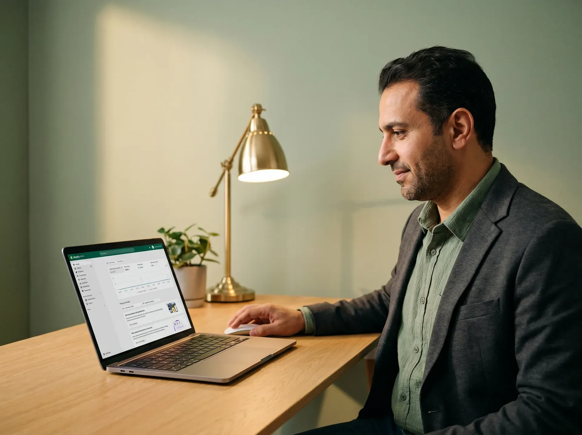 Store owner confidently reviewing their new Shopify dashboard after a successful Wix migration Store owner confidently reviewing their new Shopify dashboard after a successful Wix migration