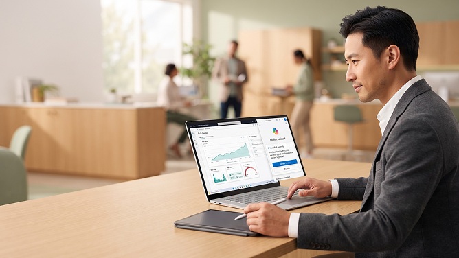 Microsoft Dynamics 365 Business Central dashboard on a laptop screen Microsoft Dynamics 365 Business Central dashboard on a laptop screen